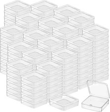 120 Pcs 3 x 3 x 1 Inch Plastic Bead Storage Container with Hinged Lids, Clear