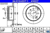 2X Bremsscheibe ATE 24.0110-0317.1 2 Bremsscheiben Hinterachse Hinten
