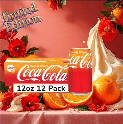 Coke Orange  Cream Soda Cans, 12 Pack Limited Edition   BONUS   