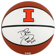 Dee Brown Signed Illinois Logo Brand White Panel Basketball w/Big 10 POY -SS COA