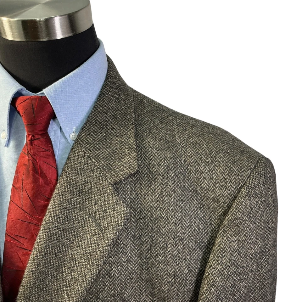 48XL Jos A Bank 100% Camel Wool Blazer Sport Coat Jacket Brown Weave Mens Tweed - Image 4 of 4