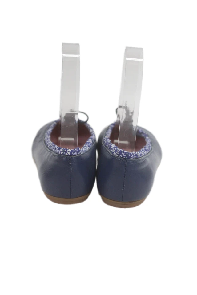 Zapatos planos de ballet sin cordones Jacadi para niñas de cuero azul liso talla 3 Foto 4 de 4
