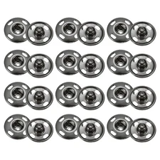 18 Set Sew-on Snap Buttons 15mm Metal Snap Fastener Buttons, Gunmetal