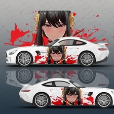 Anime Girl Car Decals Itasha Side Decal Both Sides Vinyl Face Close-up Red Anime Girl Car Decals Itasha Side Decal Both Sides Vinyl Face Close-up Red