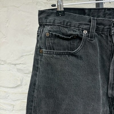 Levis 501-0660 Jeans 31 Waist Black Long Cutoff Raw Hem Made in 