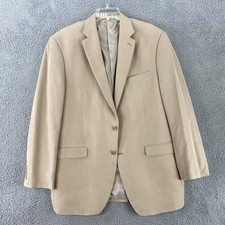 Chaps Sports Coat Men's 44L Khaki Modal Blend Lined Blazer Classic Fit Vented
