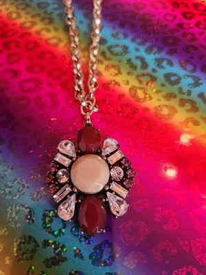 Mixit Burgundy Ornate Gorgeous Metal Sparkle Necklace TR Berry NWT