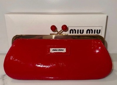 Miu Miu GWP Red Patent Leather Kisslock Clutch Bag/ crossbody