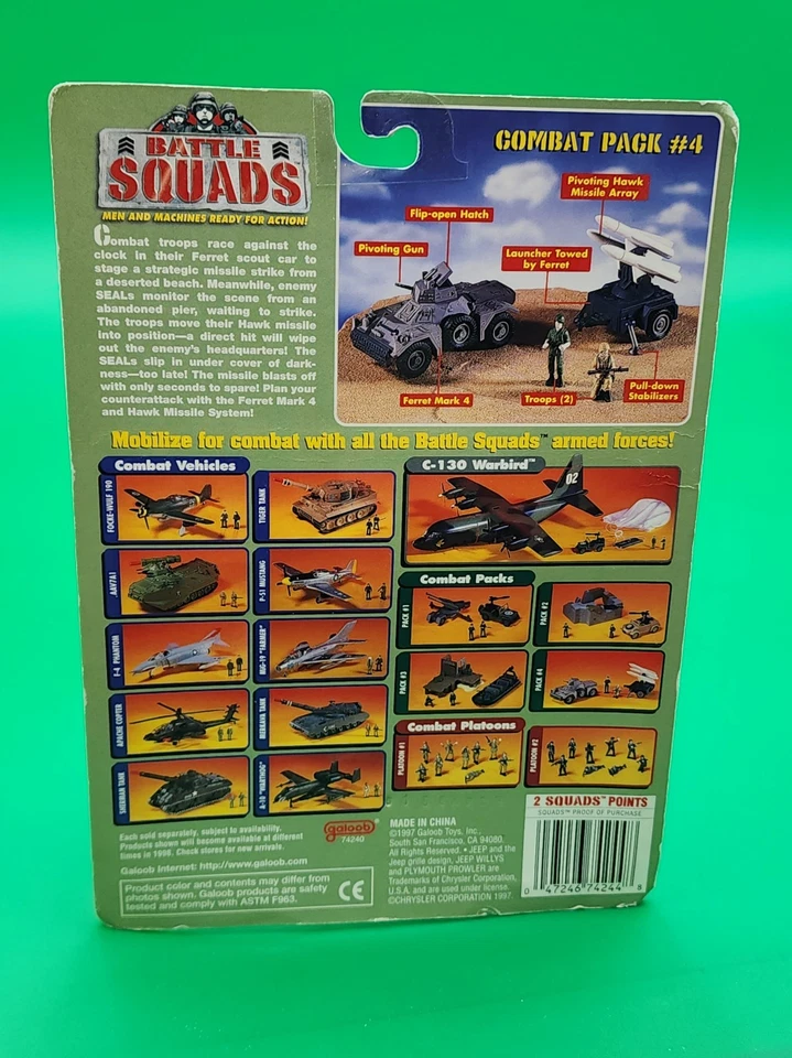 Galoob Battle Squads COMBAT PACK #4 WWII 1" Action Figure Raft Tank 1997 - Image 2 of 2