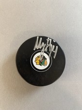Niklas Hjalmarsson Autograph Signed Chicago Blackhawks Puck COA Sticker