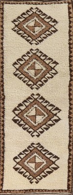 Anatolian Rug Runner 4x11 Natural Dye Geometric Turkish Oriental Carpet