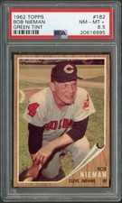 1962 Topps #182 Bob Nieman Green tint Indians PSA 8.5 NM-MT 20616995 