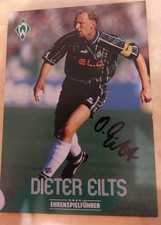Dieter Eilts Karta z autografem Werder Brema Mistrz Europy'96 oryginalna. podpis.
