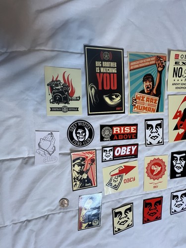 Large Vintage Shepard Fairey Obey Giant Sticker Lot Of 30 Dface Invader - Picture 2 of 7
