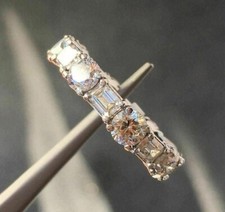 2Ct Round Emerald Lab created Eternity Wedding Band Ring 14K White Gold Plated