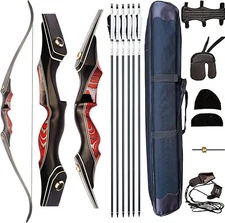 PMZ 60" Takedown Recurve Bow Set – Adult Archery Hunting Kit Arrows Accessories