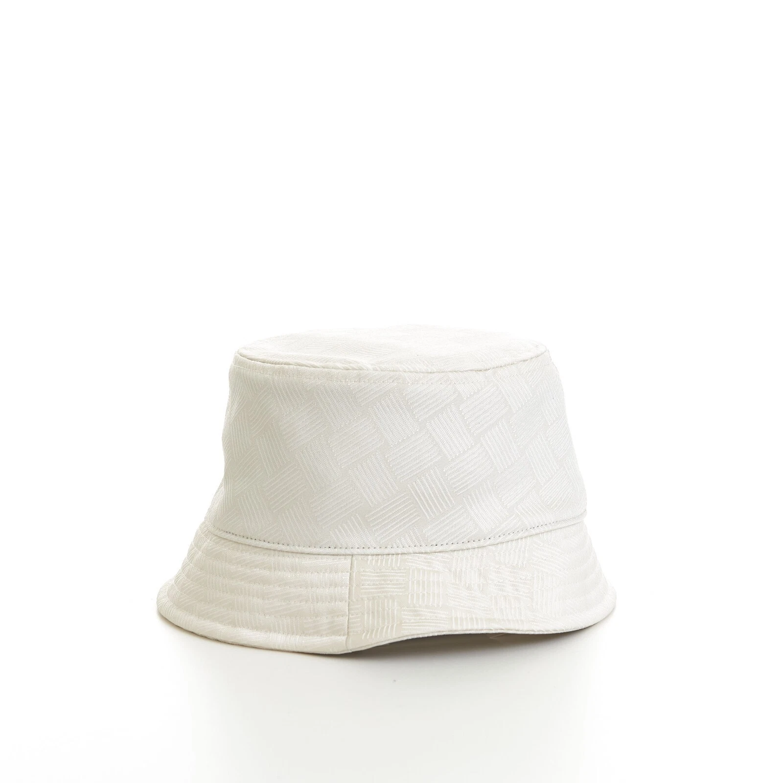 Bottega Veneta — BOTTEGA VENETA 690$ Bucket Hat - White Jacquard Intreccio Pattern Nylon