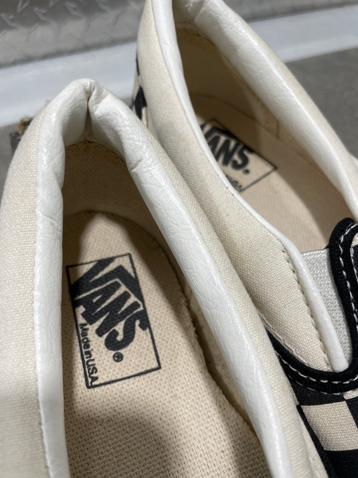 Vans Vintage Made In USA Classic Slip On Checkerboard  RARE Mens 9.5us With Box image 5
