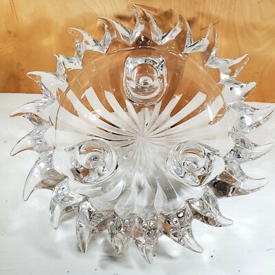 PartyLite Aurora Sunburst Crystal Centerpiece Taper Candleholder 10'' footed