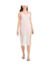 NWT Miken Ivory Animal Print Textured Slit Coverup Dress White Size XS 40 8B573