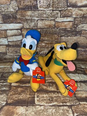 APPLAUSE DONALD DUCK AND PLUTO DISNEY 8 PLUSH TOYS LOT WITH TAGS