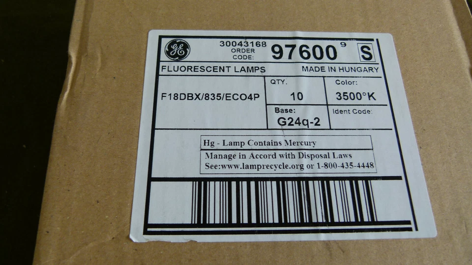 Box of 10 GE 97600 - F18DBX/835/ECO4P Double Biax Compact Fluorescent Lamp - Image 2 of 3