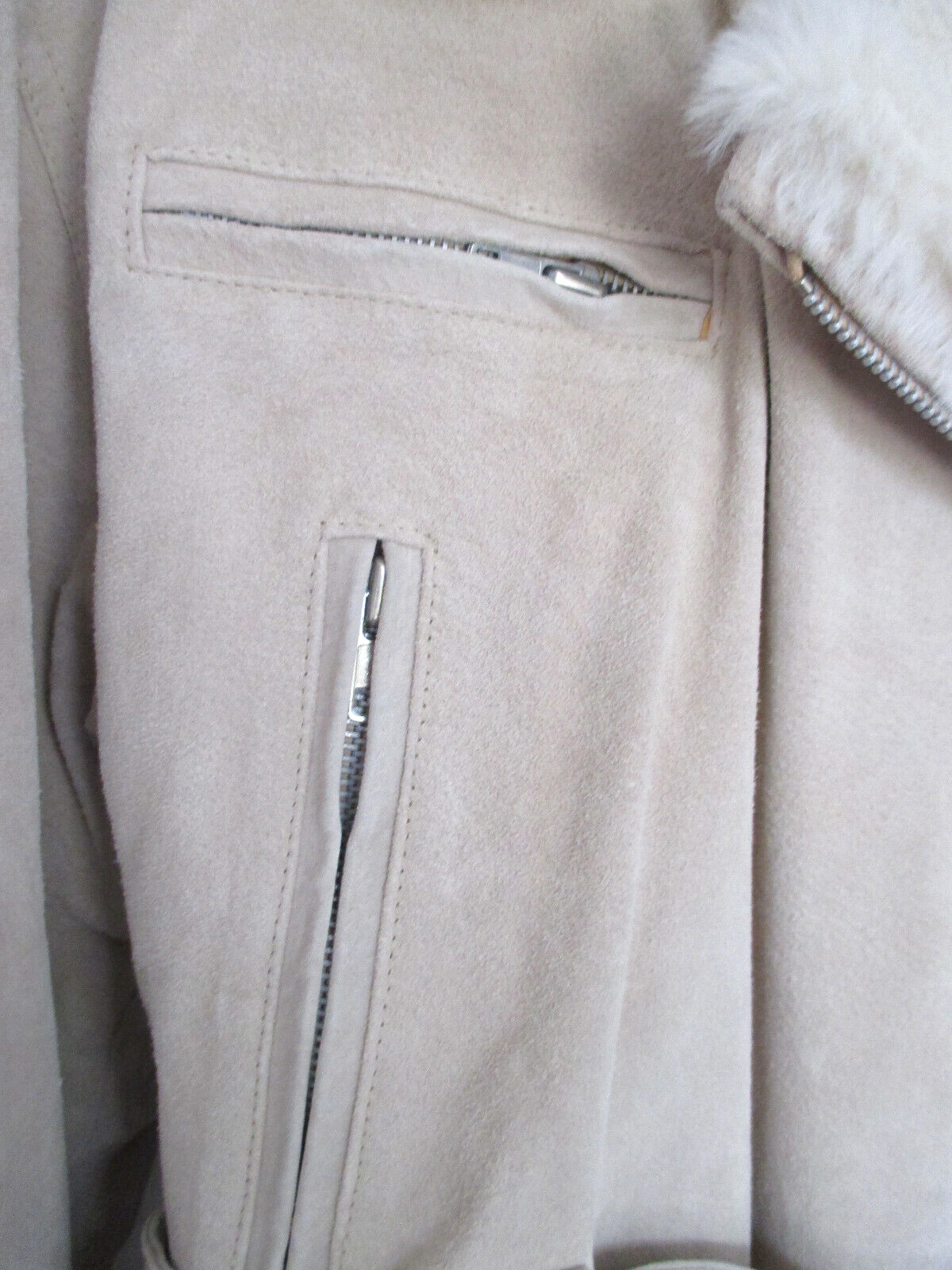 Explorations Suede Leather Jacket Medium Beige w/… - image 9