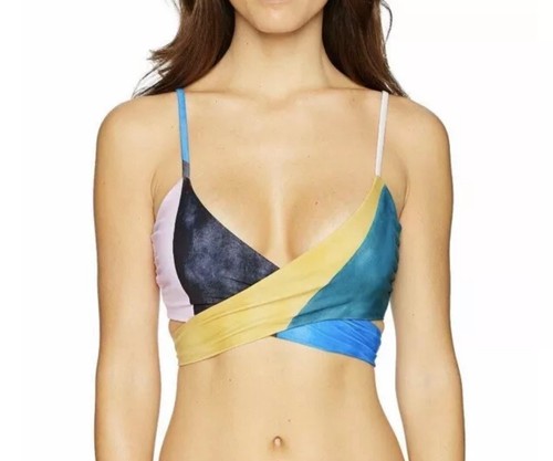 Set bikini Mara Hoffman Mila top avvolgente e cotone Kay blu multi taglia S - Foto 4 di 11
