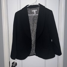 Chicos Solid Black Buisness Casual Open Front Blazer Women's Size S