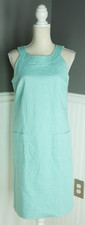 Ann Taylor Women's 8 Quilted Shift Dress Sleeveless Back Hole Round Neck Aqua