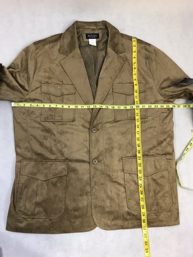 New Botany 500 Brown Camel Tan Blazer Mens XL Coat Jacket Soft Faux Suede - Picture 3 of 12