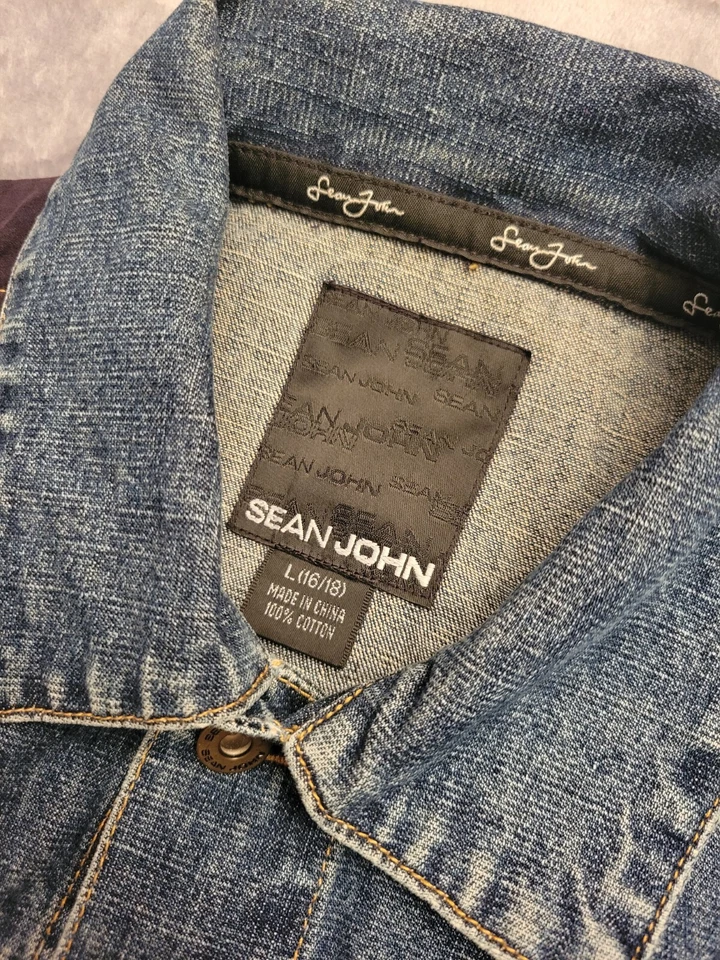 Chaqueta vaquera vintage Sean John Denim juvenil grande 16 18 Y2K años 90 retro grunge rock Foto 3 de 4