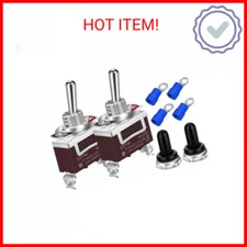 DaierTek Waterproof Toggle Switch 12V DC 30A Heavy Duty 2 Pin ON Off SPST with W