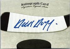 Dick Duff Authentic Autographed Signed Hockey Legends Signature Card