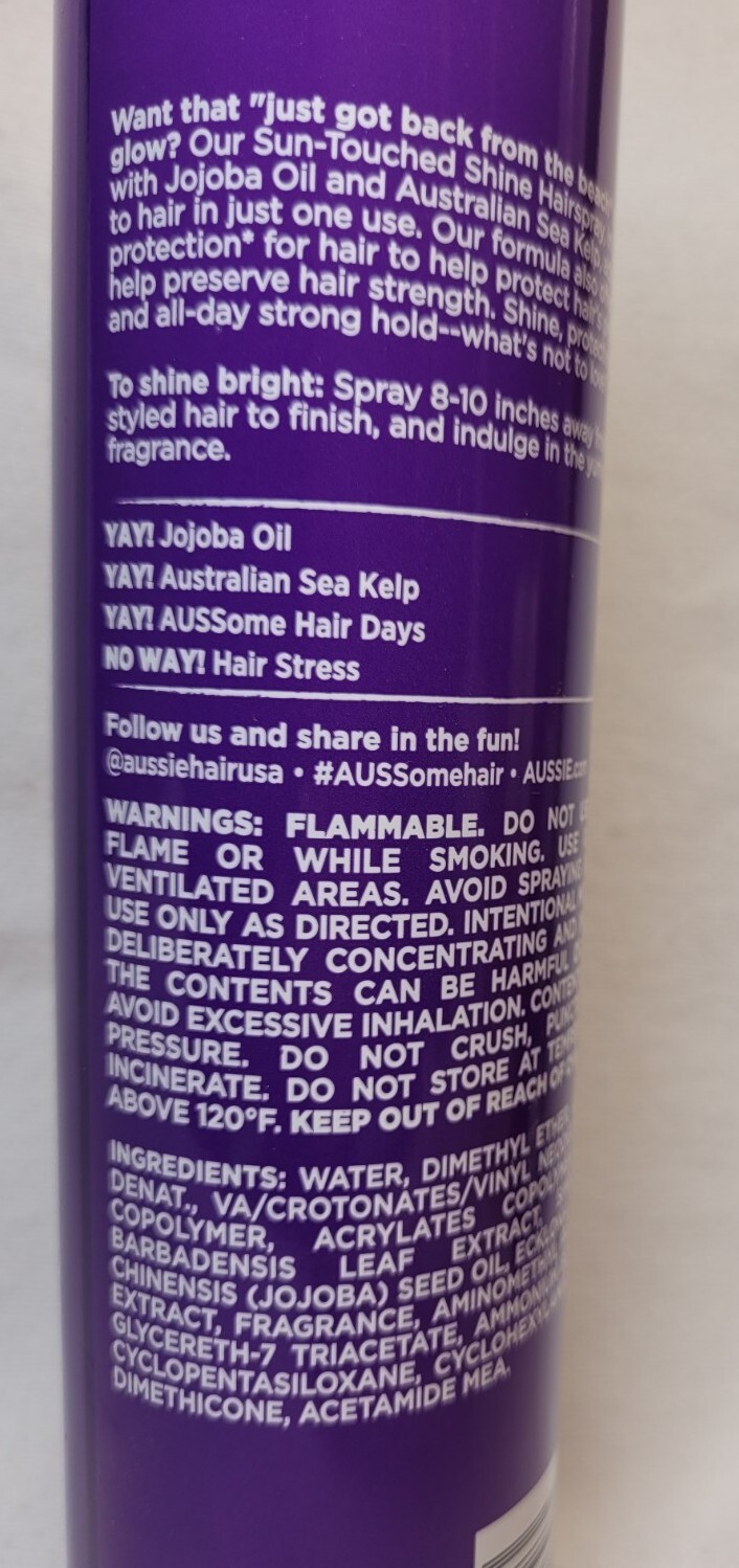Aussie Sun Touched Shine Hair Spray Maximum Hold 10 oz Each eBay