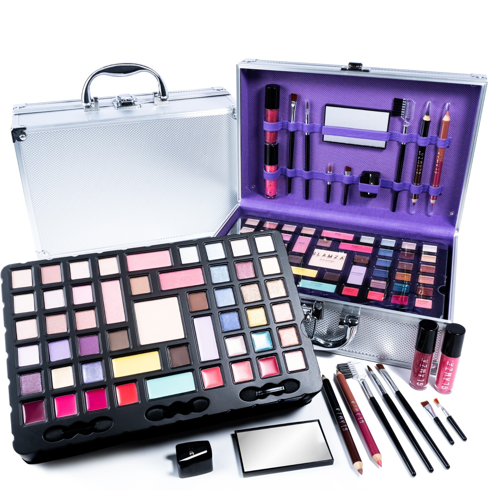 68pc VANITY CASE BEAUTY COSMETIC SET GIFT VEGAN TRAVEL MAKE UP BOX STORAGE CARRY