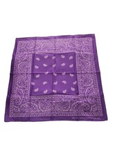 Colorfast Purple Paisley Bandana 21.5" x 21.5" All Cotton RN 13960