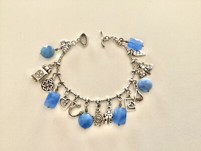 Brighton Fortune Charm Bracelet Blue Quartz Horseshoe Ladybug Silver | eBay