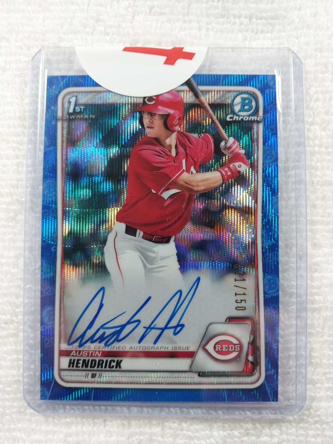 2020 Bowman Chrome Draft Austin Hendrick 1st Blue Wave Refractor Auto #/150