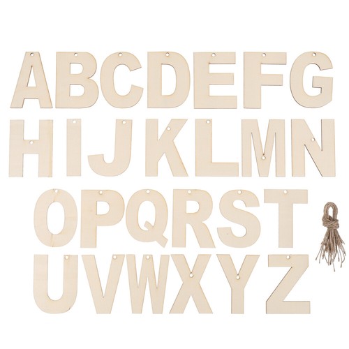 26Pcs Wood Letter Scatter Wood Alphabet Letter Unfinished Wood Letter Cutout