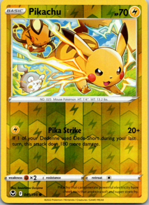 2022 Pokemon Silver Tempest Pikachu Common Reverse Holo Foil NM