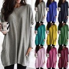 Plus Size Womens Long Sleeve Tunic Tops Ladies Pocket Baggy Oversized Pullover