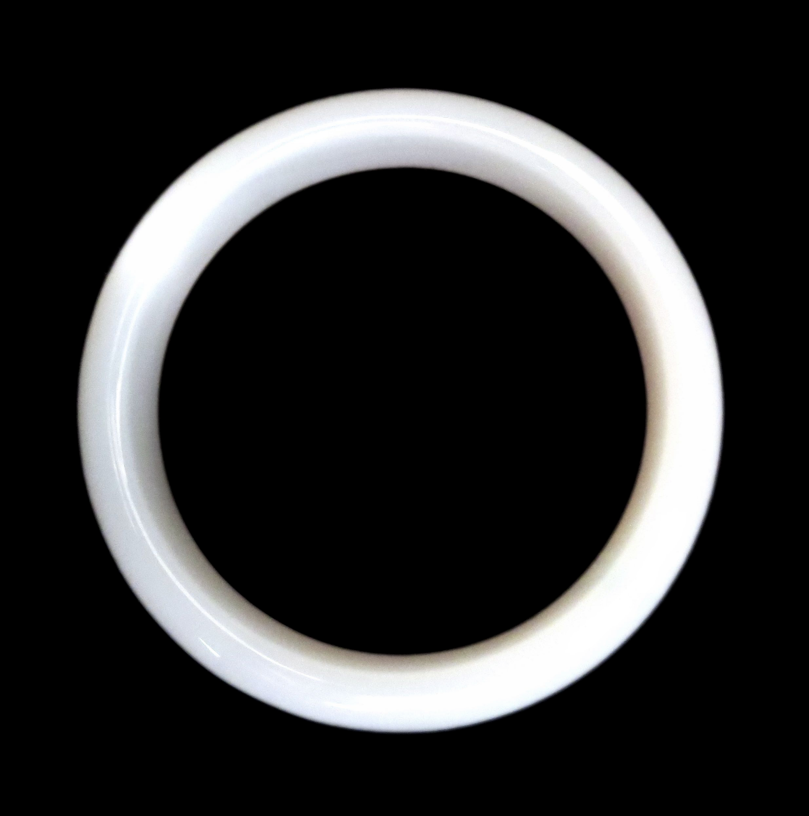 Translucent White Agate Bangle Bracelet Resembling Fine Jade-image