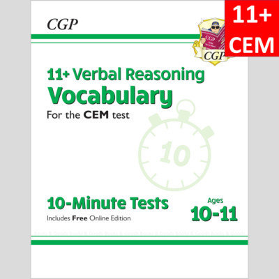 11+ Plus Year 6 CEM 10 Minute Test Verbal Reasoning Vocabulary with Answer CGP