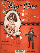 Sheet Music Fair One 1920 Ted Lewis George Mallen Operatic Edition RS Artwork