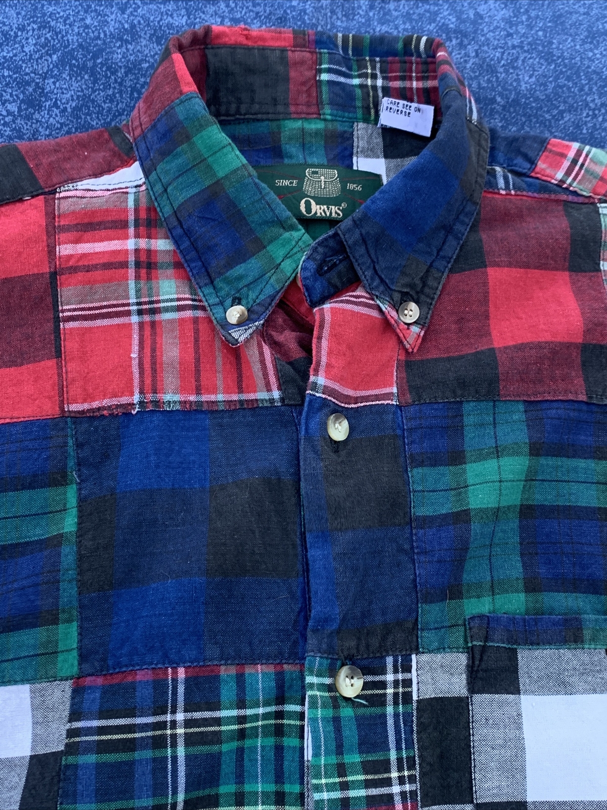 ORVIS Patchwork Quilt Vintage Button Down Collar … - image 5