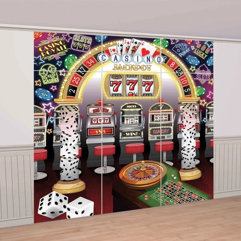 ROLL THE DICE LARGE CASINO SCENE SETTER PARTY WALL DECORATION VEGAS CARDS POKER - Image 2 of 3
