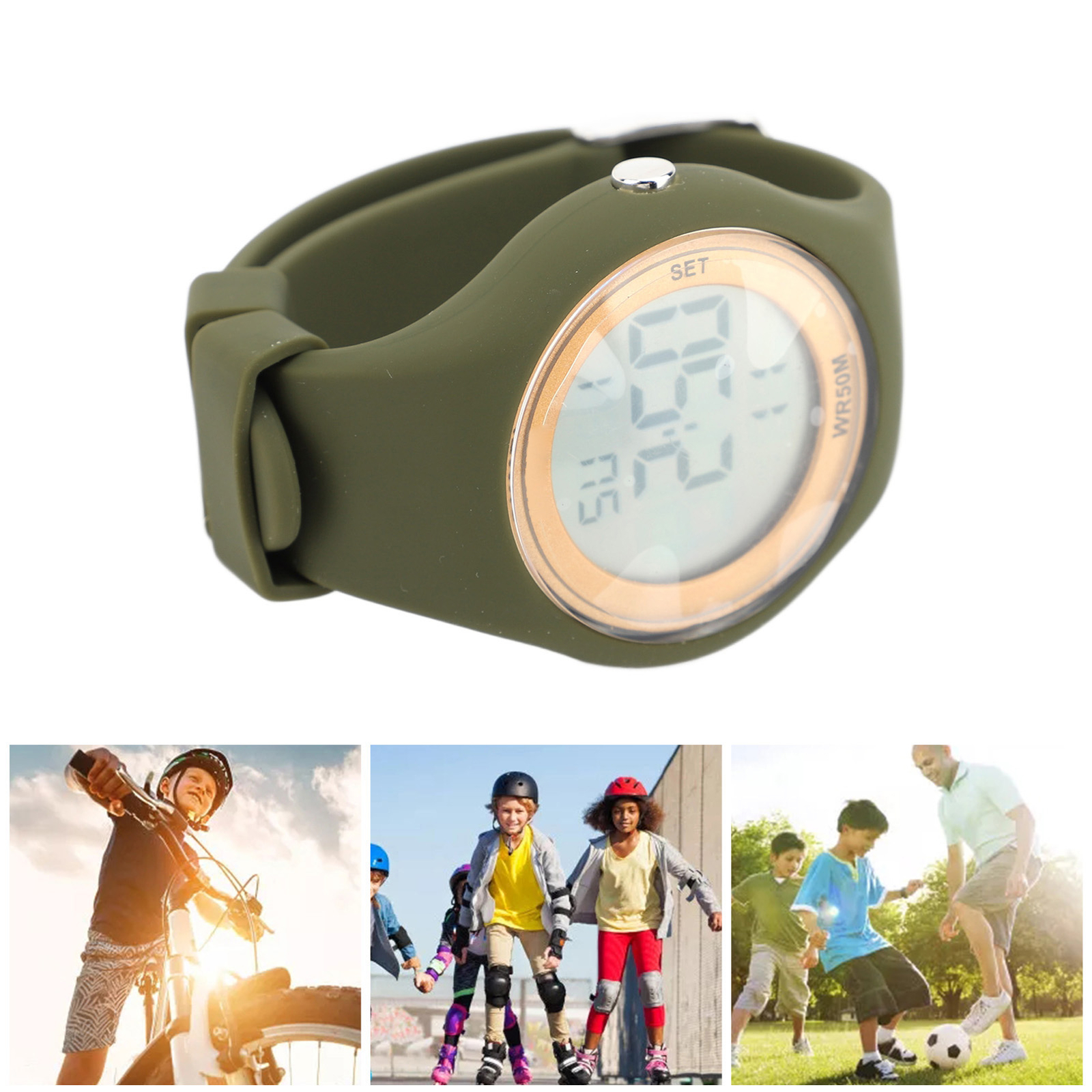 Kids Digital Watch Waterproof Alarm Stopwatch EL Backlight Pedometer Calendar So
