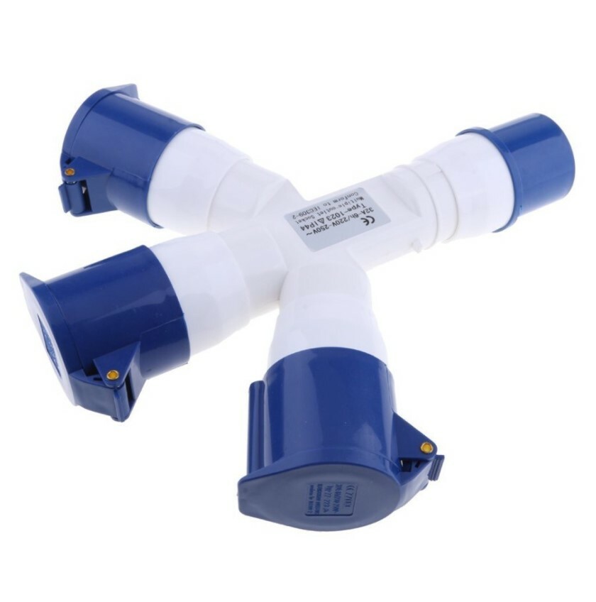 Camping Hook Up Splitter Electric 3 Way Caravan Y Connector 240V 16A