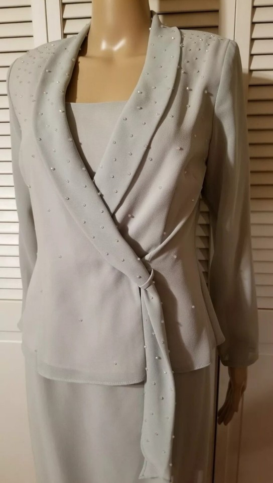 JR Nights by Caliendo Size 6 Formal Dress Jacket Set Beaded Pale Mint